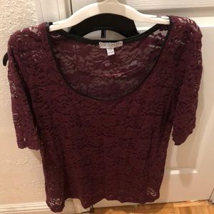 Burgundy lace top